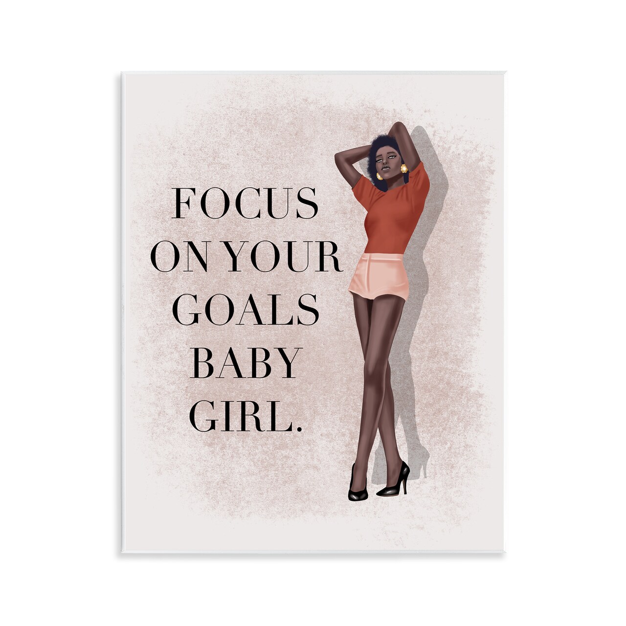 Stupell Industries Focus On Goals Girl Wall Plaque Art Design by Saba Rauf